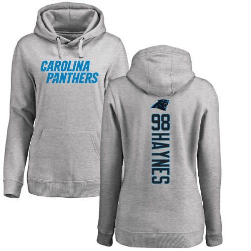 Carolina Panthers Ash Women Marquis Haynes Backer NFL Football #98 Pullover Hoodie Sweatshirts